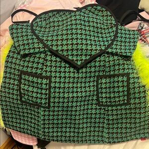 Green and Black Houndstooth Heart Set